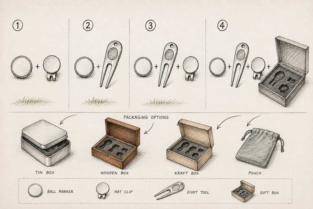 Golf Gift Set Ideas: Combining Ball Markers, Divot Tools and Hat Clips