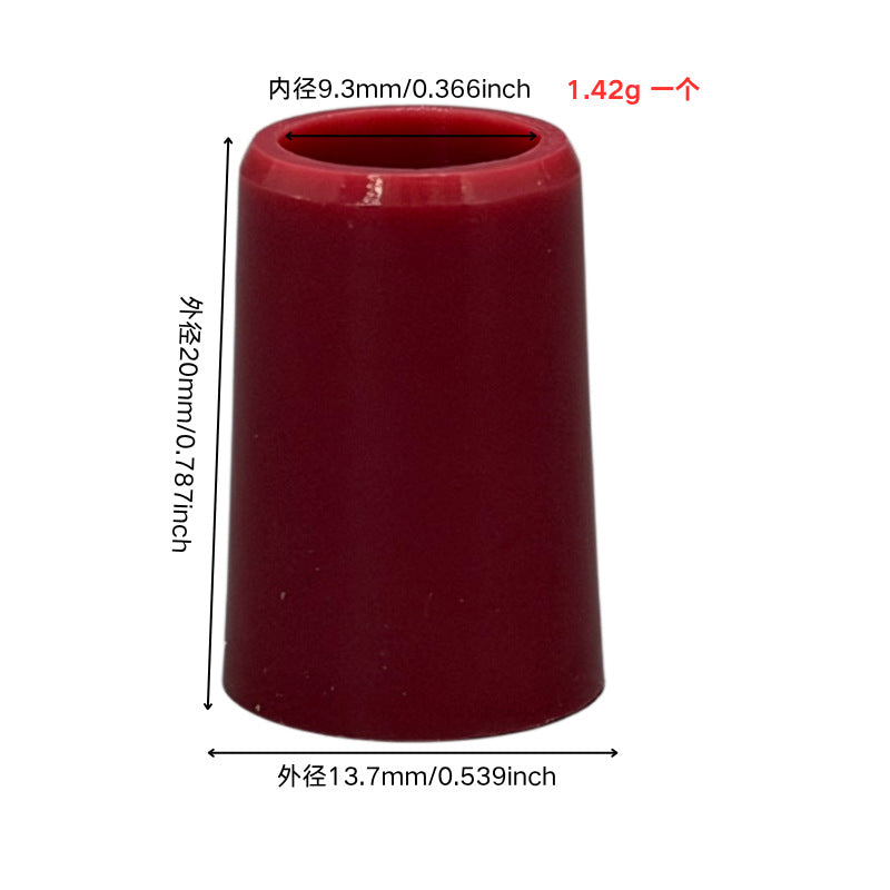 Red Golf Ferrules for .370" Iron Shafts, 9.3 × 20 × 13.7mm Plastic Shaft Sleeves