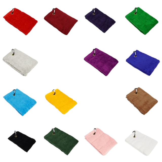40 × 64 cm soft golf towel with carabiner clip in multiple colors