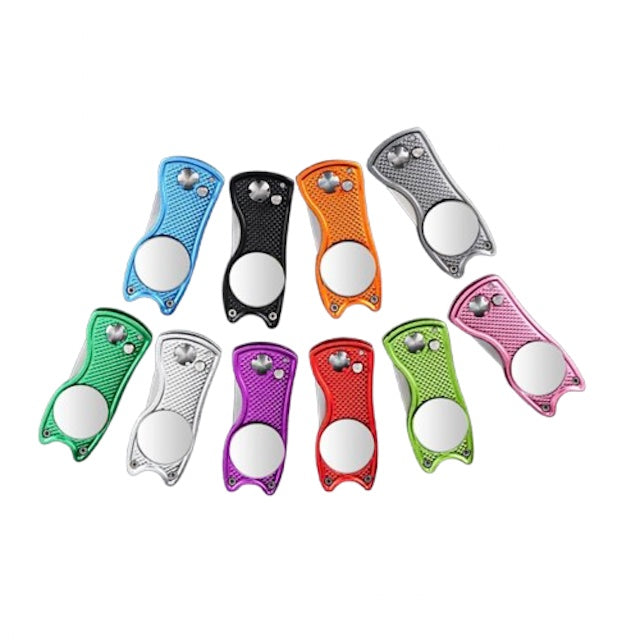 metal divots tools with blank ball markers